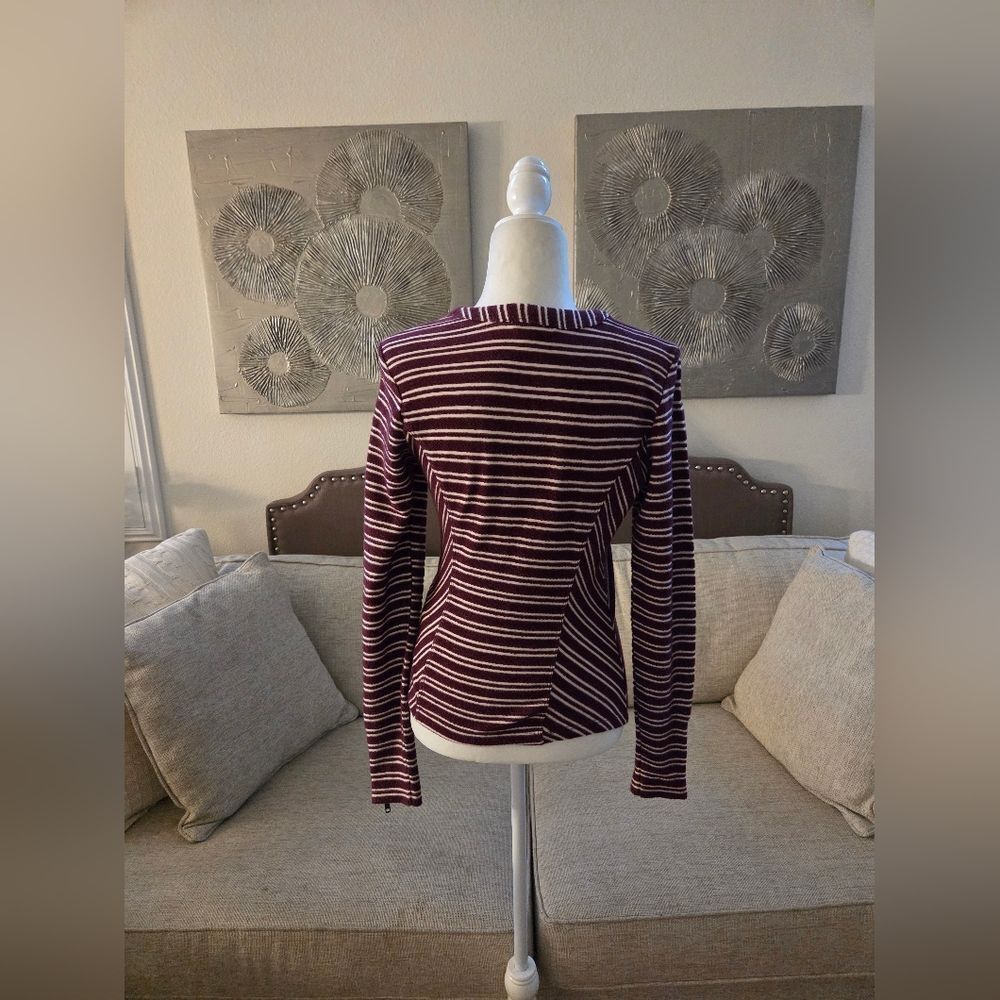 ✨LUCKY BRAND✨ Striped Moto Terry Asymmetrical Zip Jacket - [XS] - Picture 7 of 12